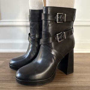 Vince Camuto Coliana Women Leather Platform Ankle Boots Booties 9 1/2 M 41 NEW